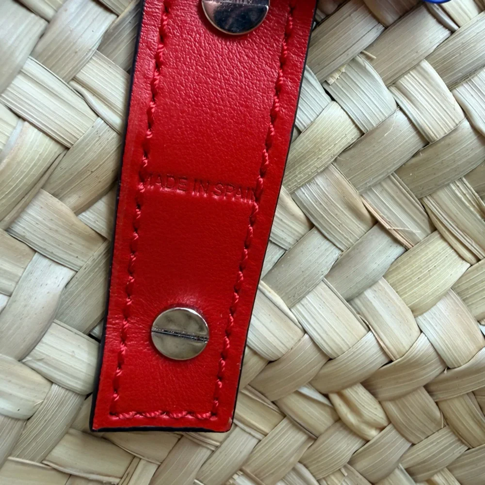 Christian Louboutin Cabata Mini Pink and Tan Woven Tote - Picture 6 of 7